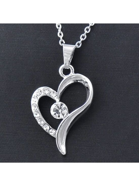 Nilcashopper Jewelry Jewelry - Simple Style Heart Shaped Chain and Pendant in Titanium Inlay Rhinestone…